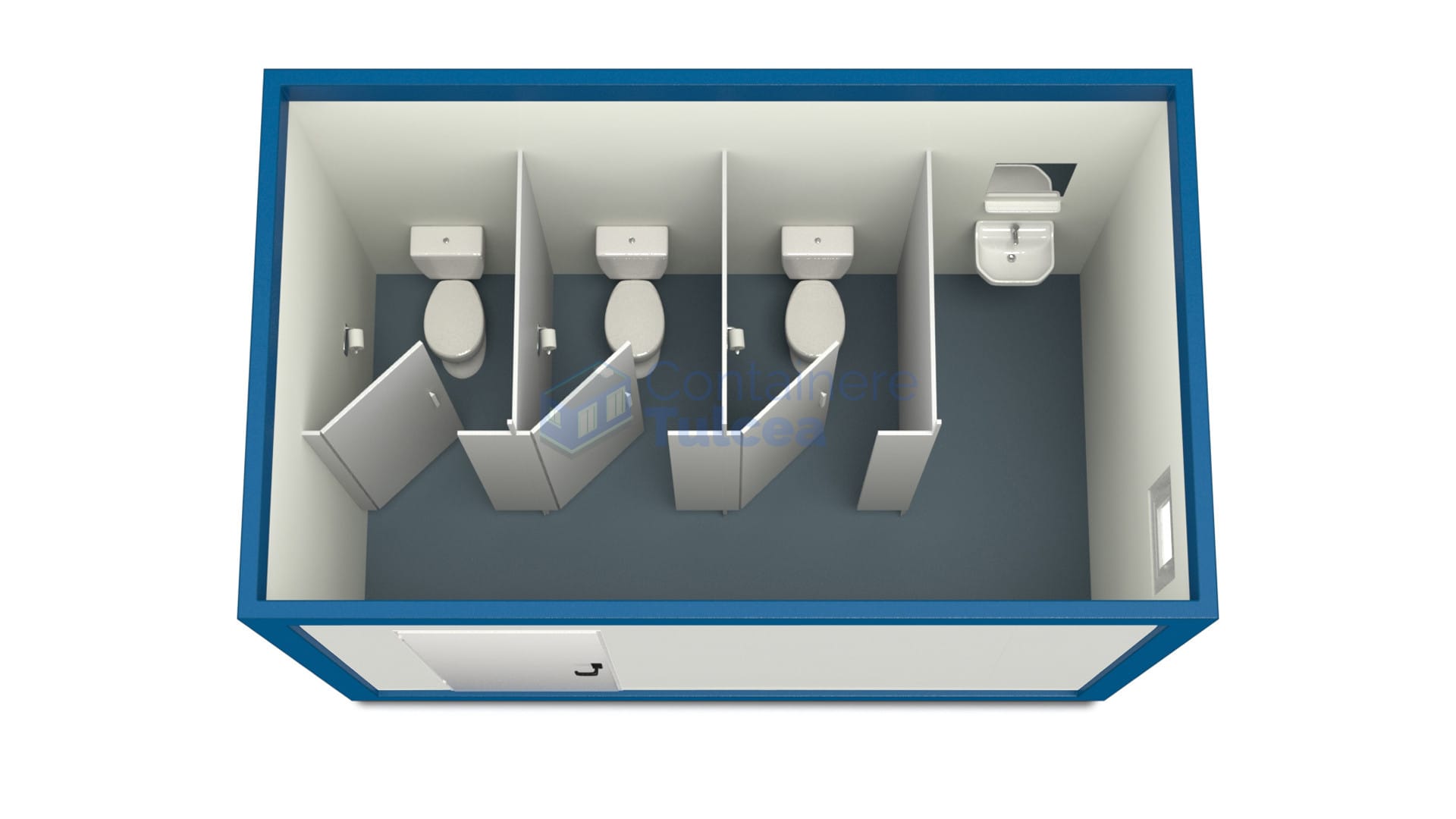 container sanitar tulcea 4metri 3wc albastru