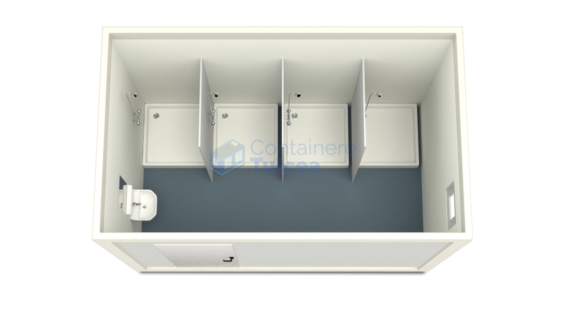 container sanitar tulcea 4metri 4dusuri alb