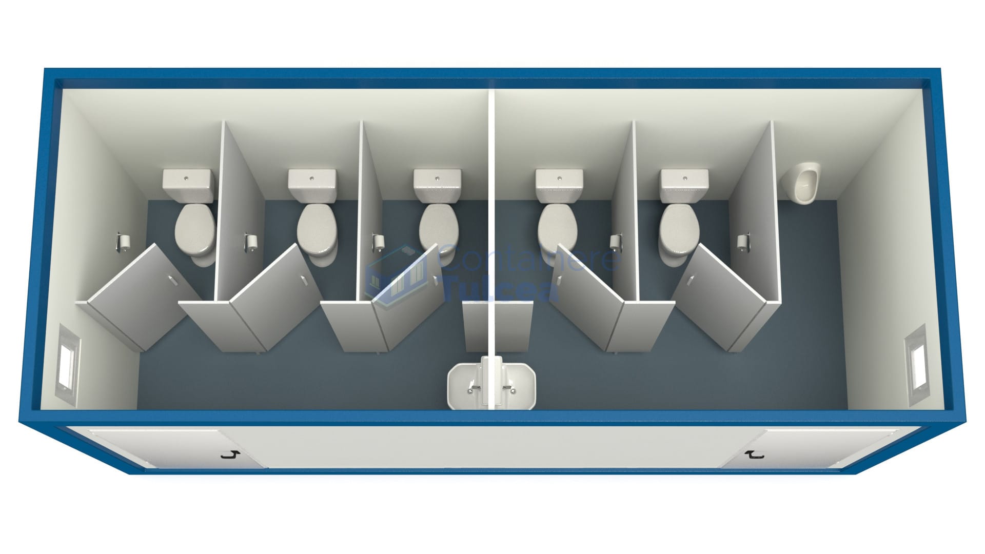 container sanitar tulcea 6metri 5wc albastru