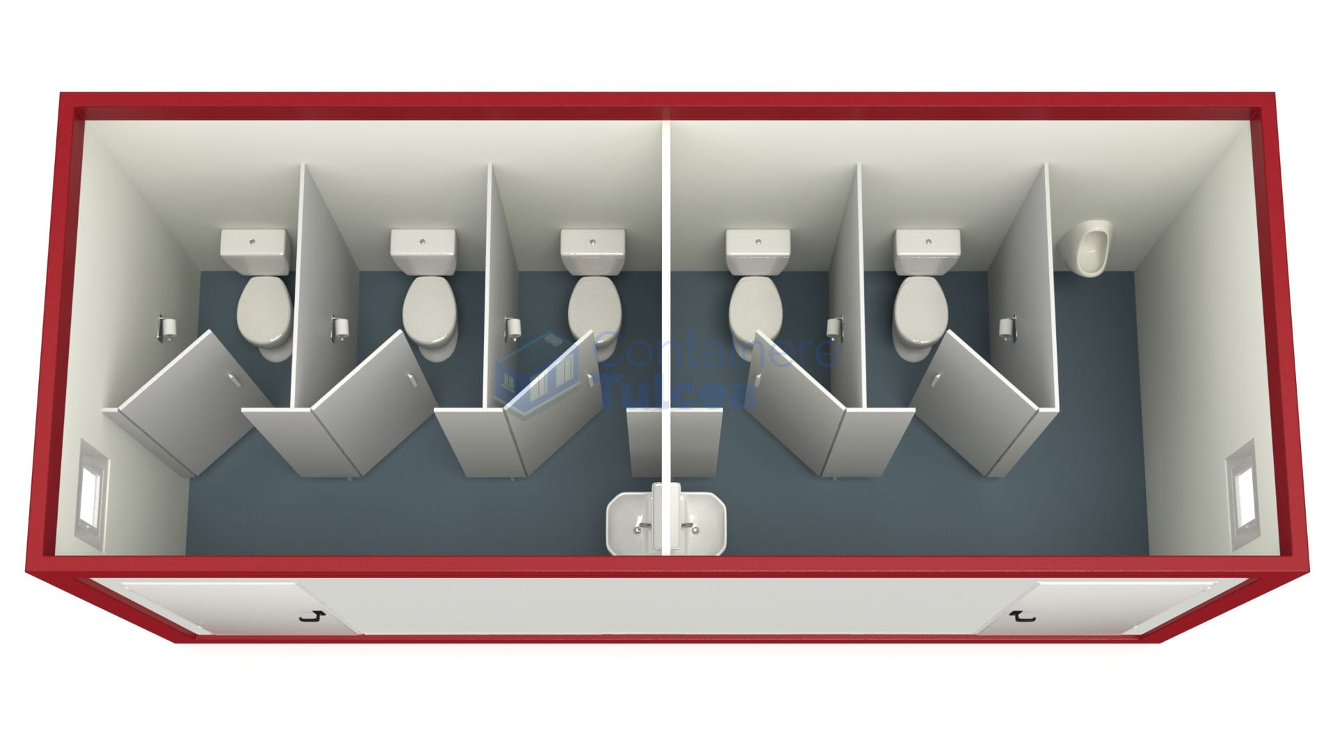 container sanitar tulcea 6metri 5wc rosu